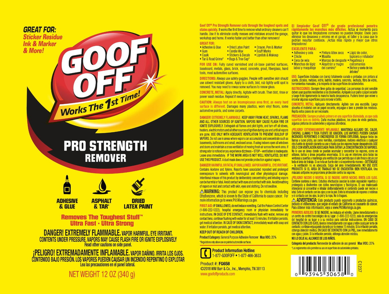 Goof Off Pro Strength Aerosol Adhesive Remover
